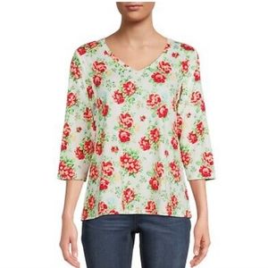 The Pioneer Woman Half 1/2 Sleeve T-Shirt Sz XXL Vintage Floral Cream Womens